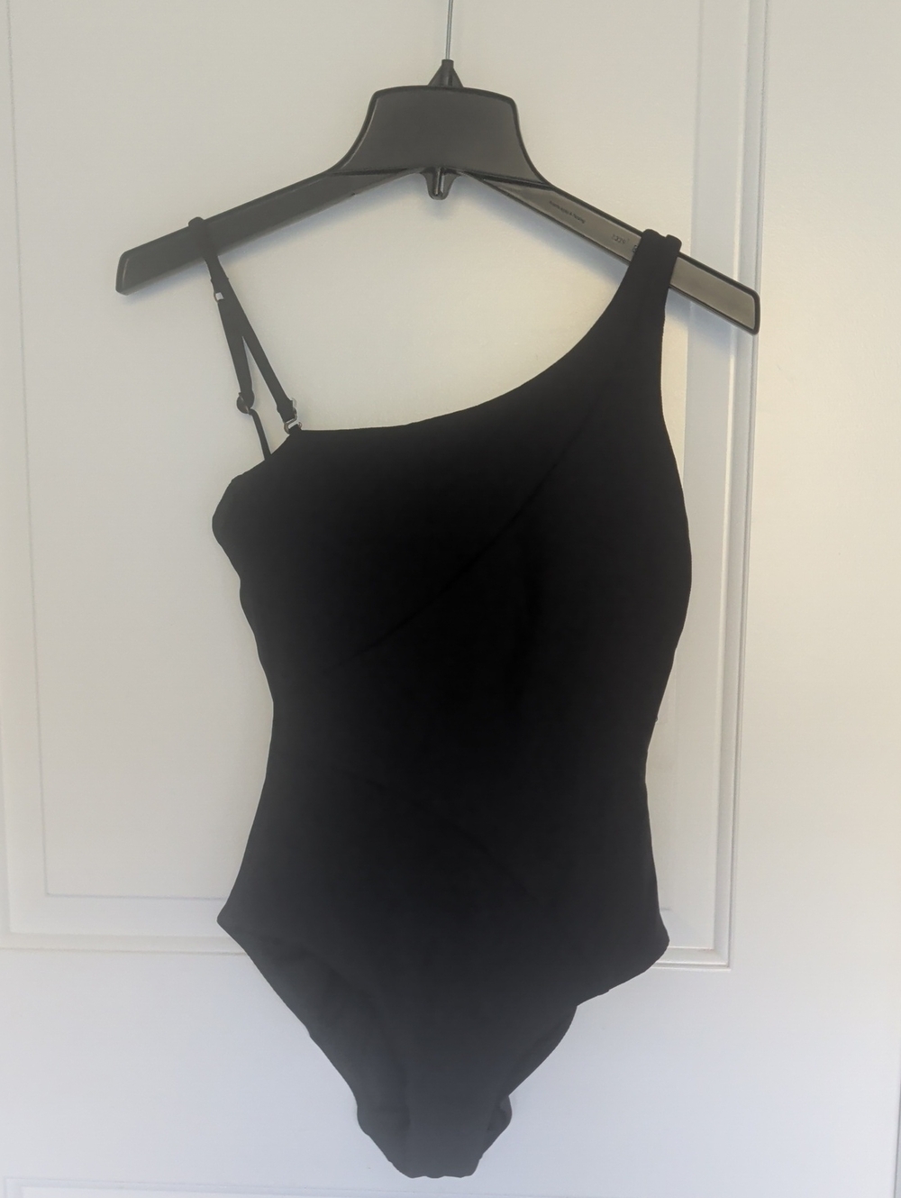 Becca Swim Black Textured Asymmetrical Swimsuit With One Removable Strap